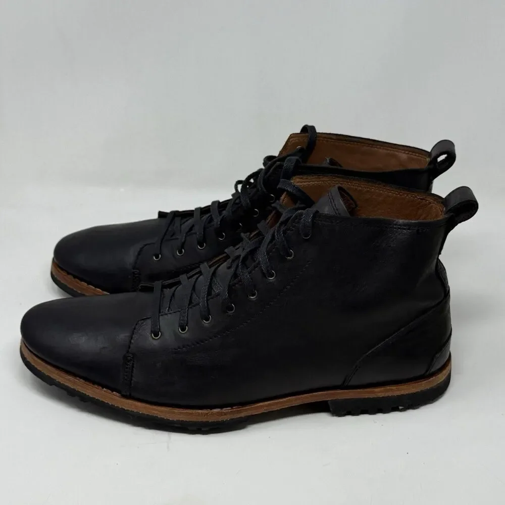 Timberland Chukka Boots Mens 13 Black Leather Plain Toe Lace Up Ankle Casual